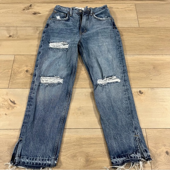 We the Free Women’s Lita Jeans Ripped Frayed Raw Hem High Waist - Picture 3 of 16